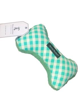 Happy Barker Gingham Bone Dog Toy small NWT